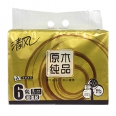 清风原木金装100抽6包抽纸BR62SJ/包