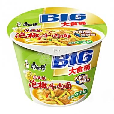 康师傅(大食桶)泡椒牛肉面144g/桶